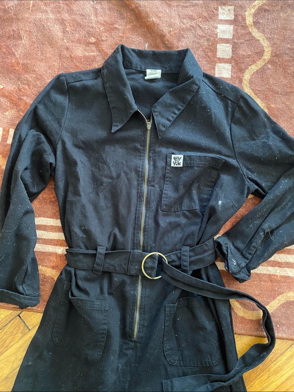 Lucy & Yak black cotton jumpsuit flare leg